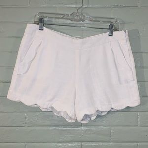 Size 6 Cynthia Rowley Scalloped White Linen Dress Shorts